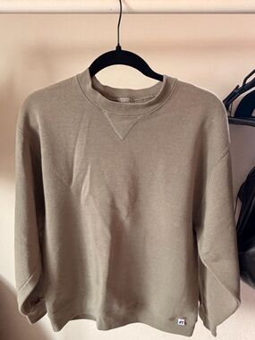 Classic Russel Crewneck Sweatshirt - Olive Green/ Greige